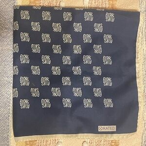 Vintage Retro 70s Blue And White, X-Rated Scarf 19.5”x20" Made In Italy “F… You”